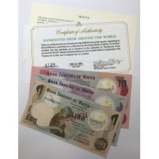 MALTA 1967 . ONE 1 - TEN  10 POUNDS BANKNOTES . SPECIMEN SET . MALTESE CROSS